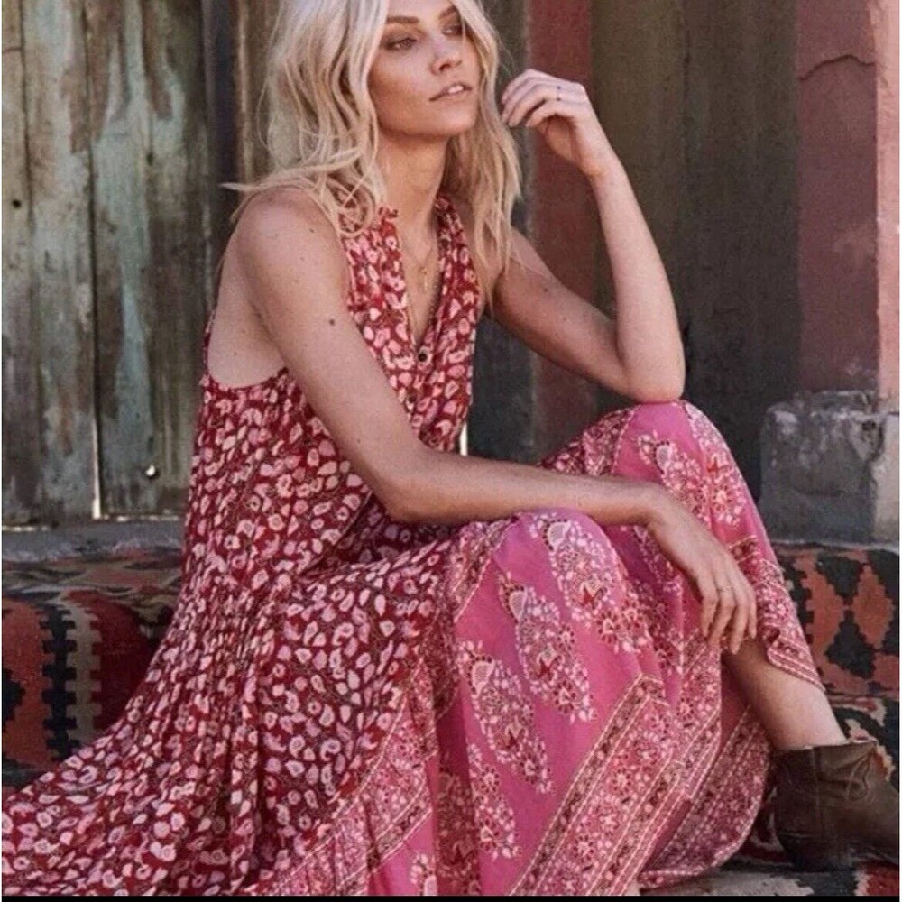 Spell & The Gypsy Collective Size Small Delirium Maxi Dress Red Coral Bohemian - Picture 2 of 12